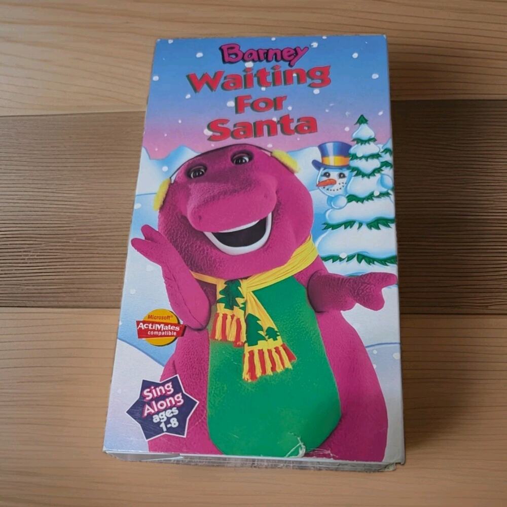 Barney Waiting For Santa VHS Tape Sing Along Christmas Holiday ActiMates Inserts